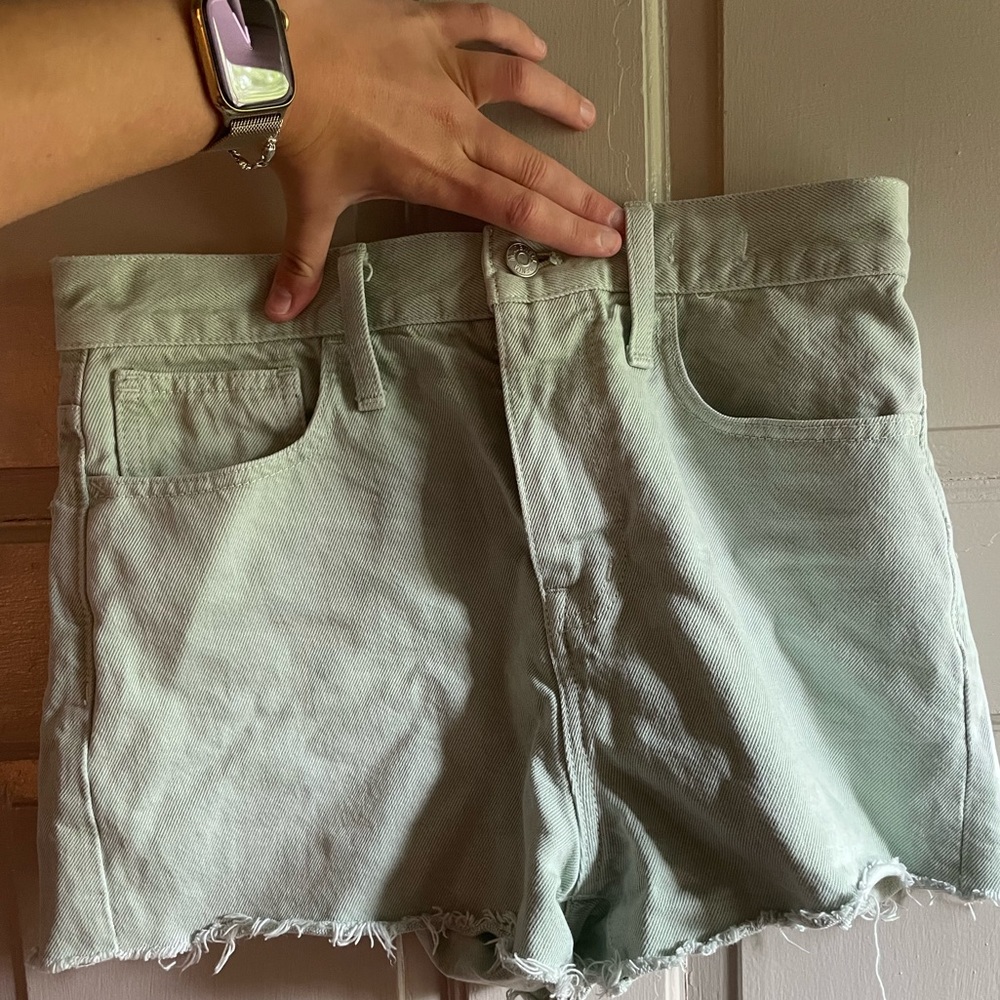 Madewell mom shorts denim light green shorts size 26